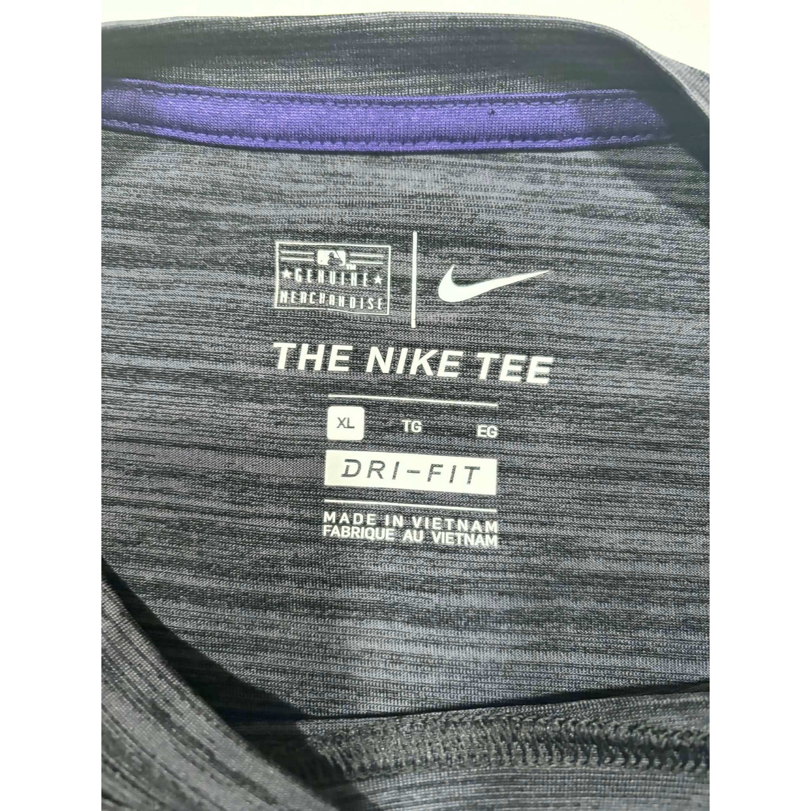 Nike Colorado Rockies MLB Baseball Dri-FIT Shirt Mens XL Gray Space Dye Heather gallery