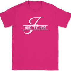 Letter F Monogram Your Text Here Custom T-Shirt Personalize Family Tee