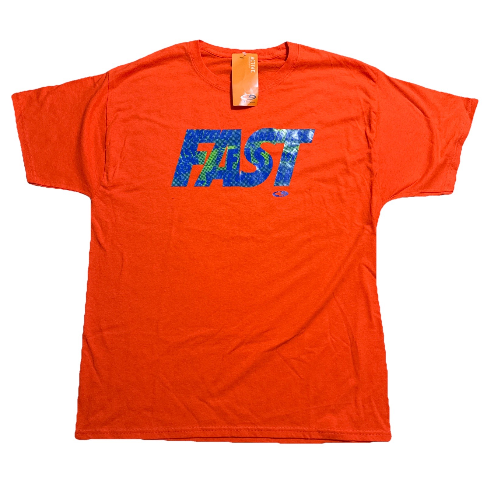 Champion Shirt Mens Large Orange Fast Graphic Tee Gym Workout Run Jog Top – NWT