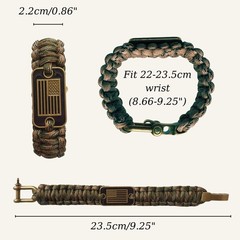 VAYOBOO Paracord Bracelet Tactical Survival Bracelet for Men with Bronze USA…