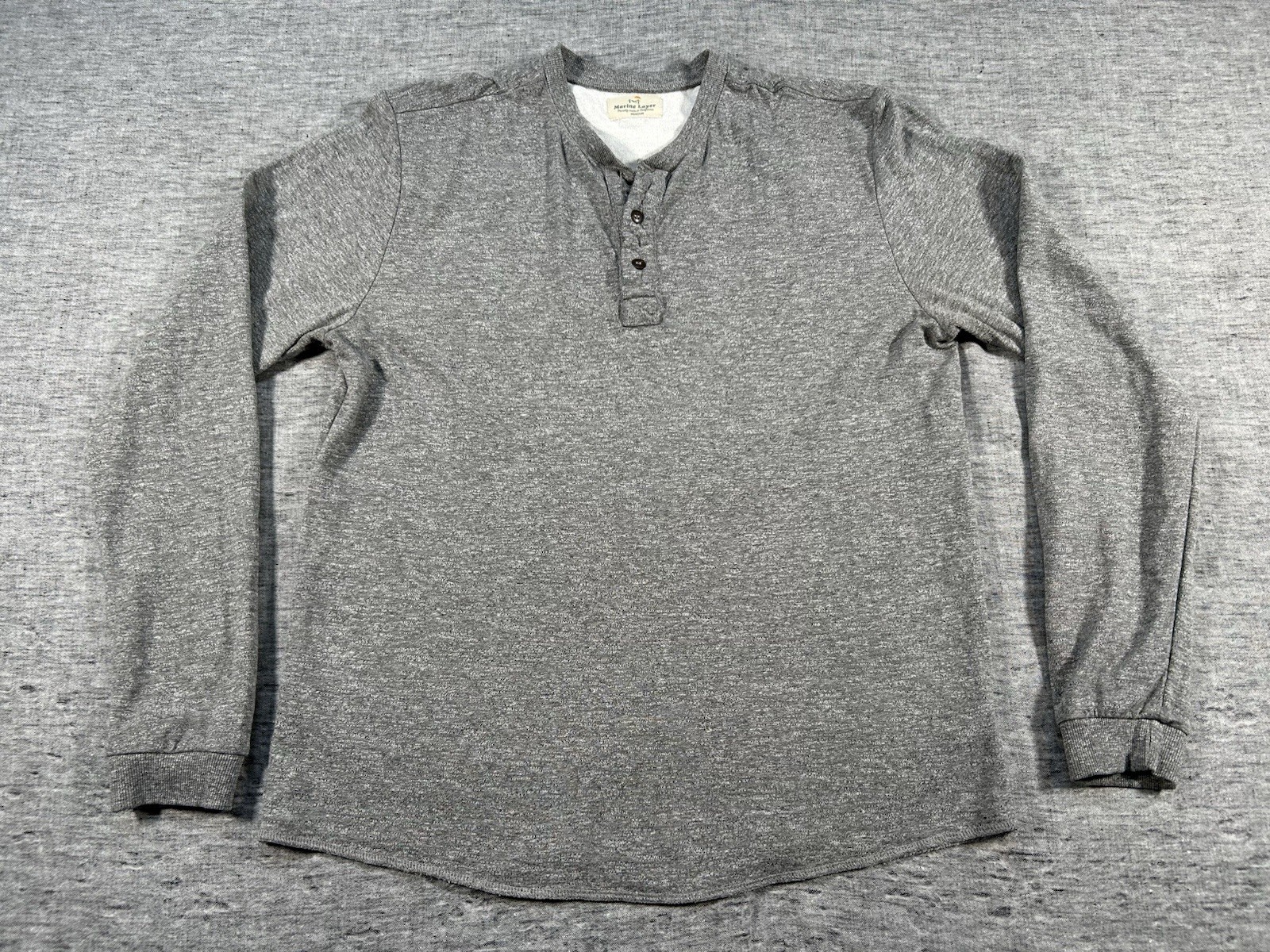 Marine Layer Henley Shirt Mens Medium Grey Stretch Long Sleeve Casual Pullover