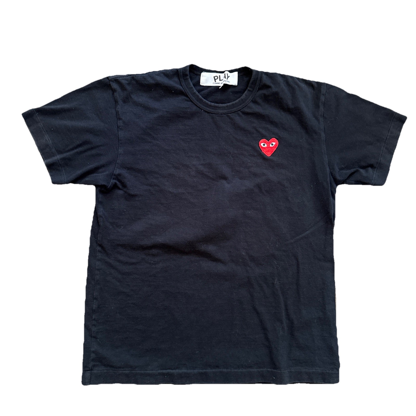 Comme des Garcons PLAY Heart Logo T Shirt Men Large Black Red Heart Tee Japan gallery