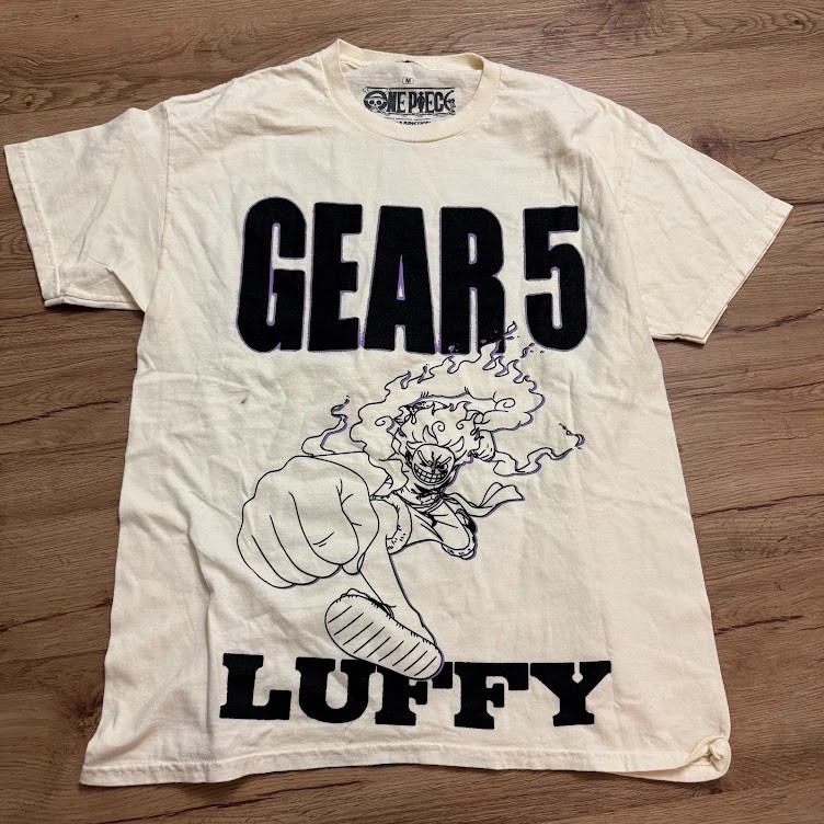 One Piece T-shirt Monkey D. Luffy Gear 5 Adult Japan Anime Beige Medium new