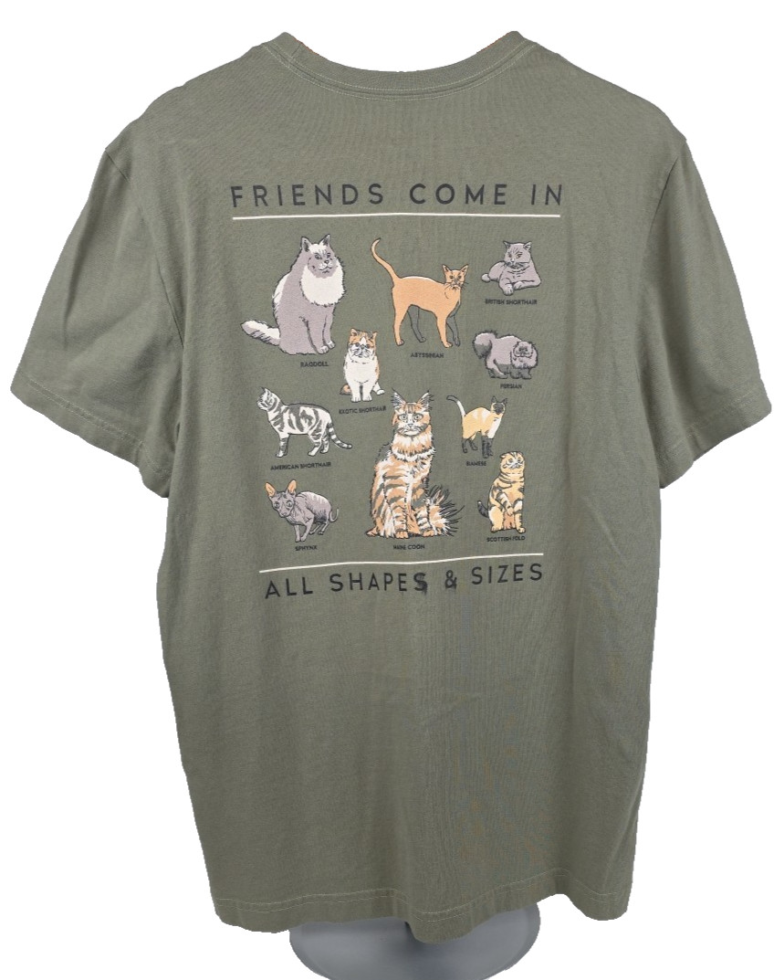 Life is Good Olive S/S Mens Crusher Tee Sz Medium Fun Novelty Friends Cats gallery