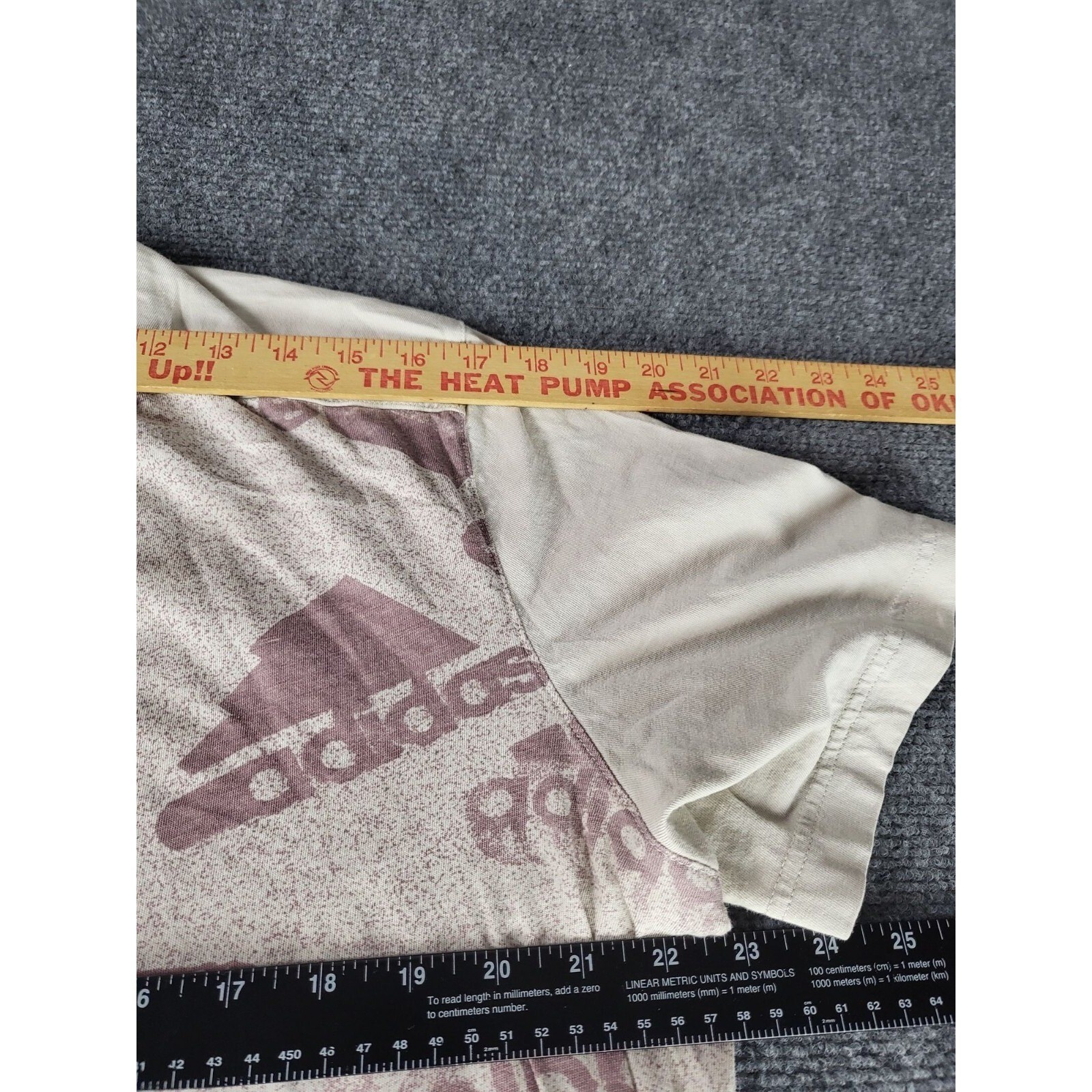 Adidas Brand Love Performance Tee XL Off White Burgundy Allover Multi Logo Shirt gallery