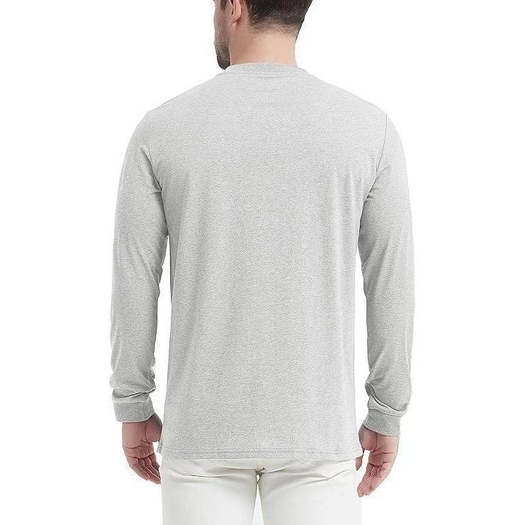 TacVAsen Mens Light Gray Long Sleeve Henley Pocket T Shirt Outdoor Sports Size M gallery