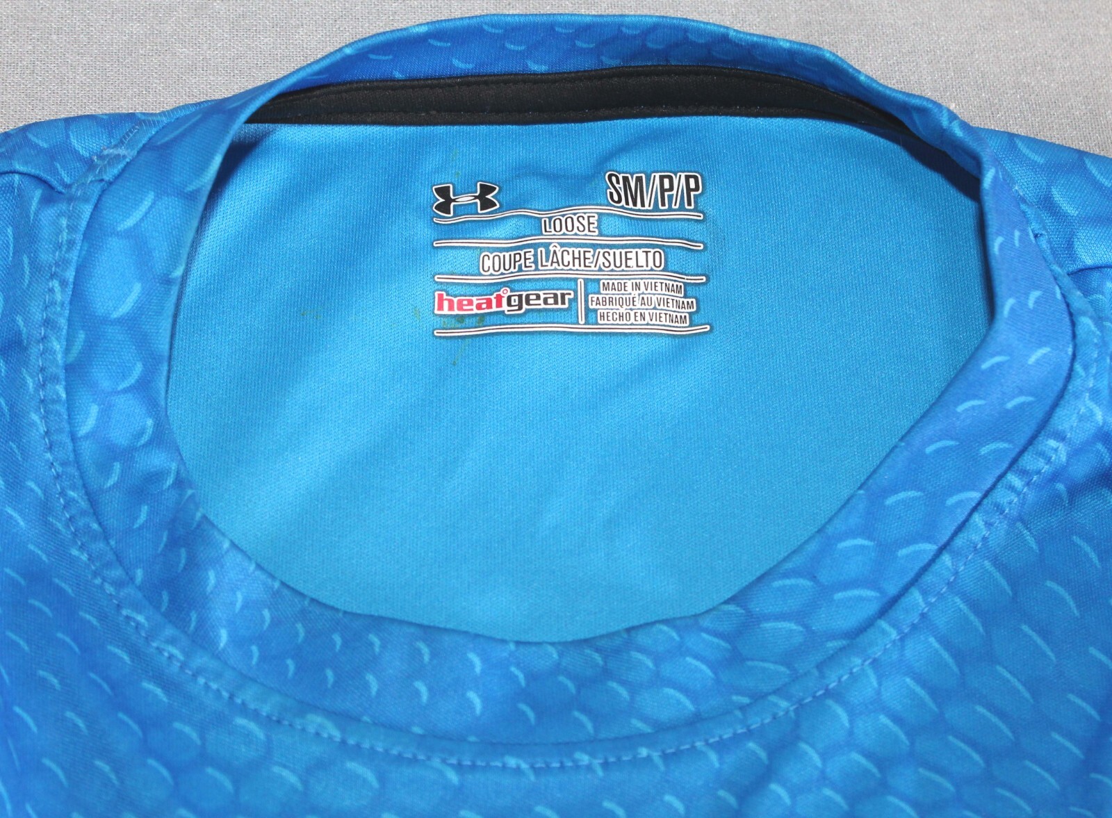 Under Armour Heat Gear UA Velocity Print Blue UPF 30 T Sirt 1266033 Mens Size Sm gallery