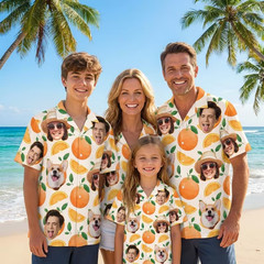 Orange Custom Face Hawaiian Shirt Summer Beach Button Aloha BT1207