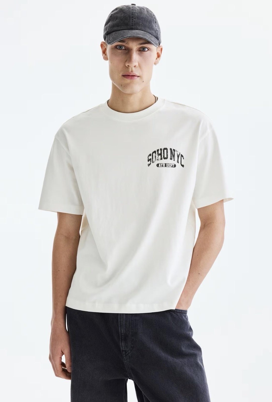 H&M Soho NYC Ath Dept Shirt Mens Medium White Graphic Tee Loose Fit Cotton NEW M gallery