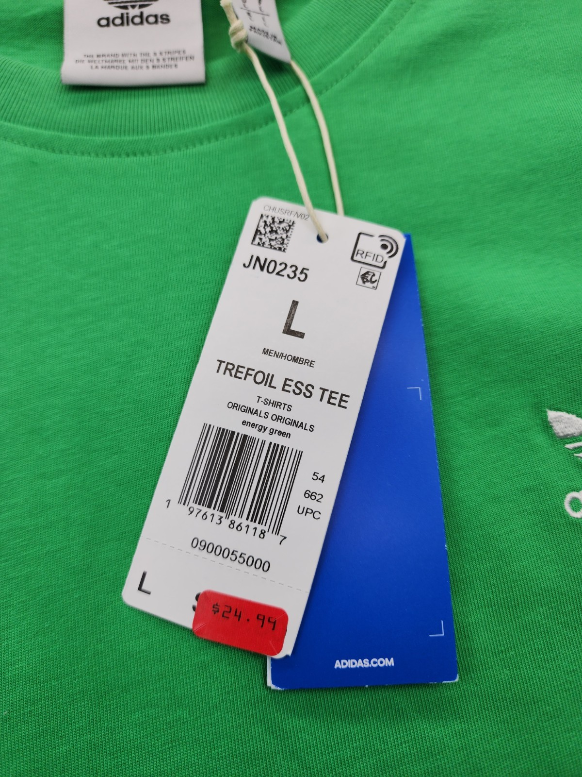 New Men's Adidas Trefoil Essentials Tee Shirt Size Large Mens Energy Green gallery