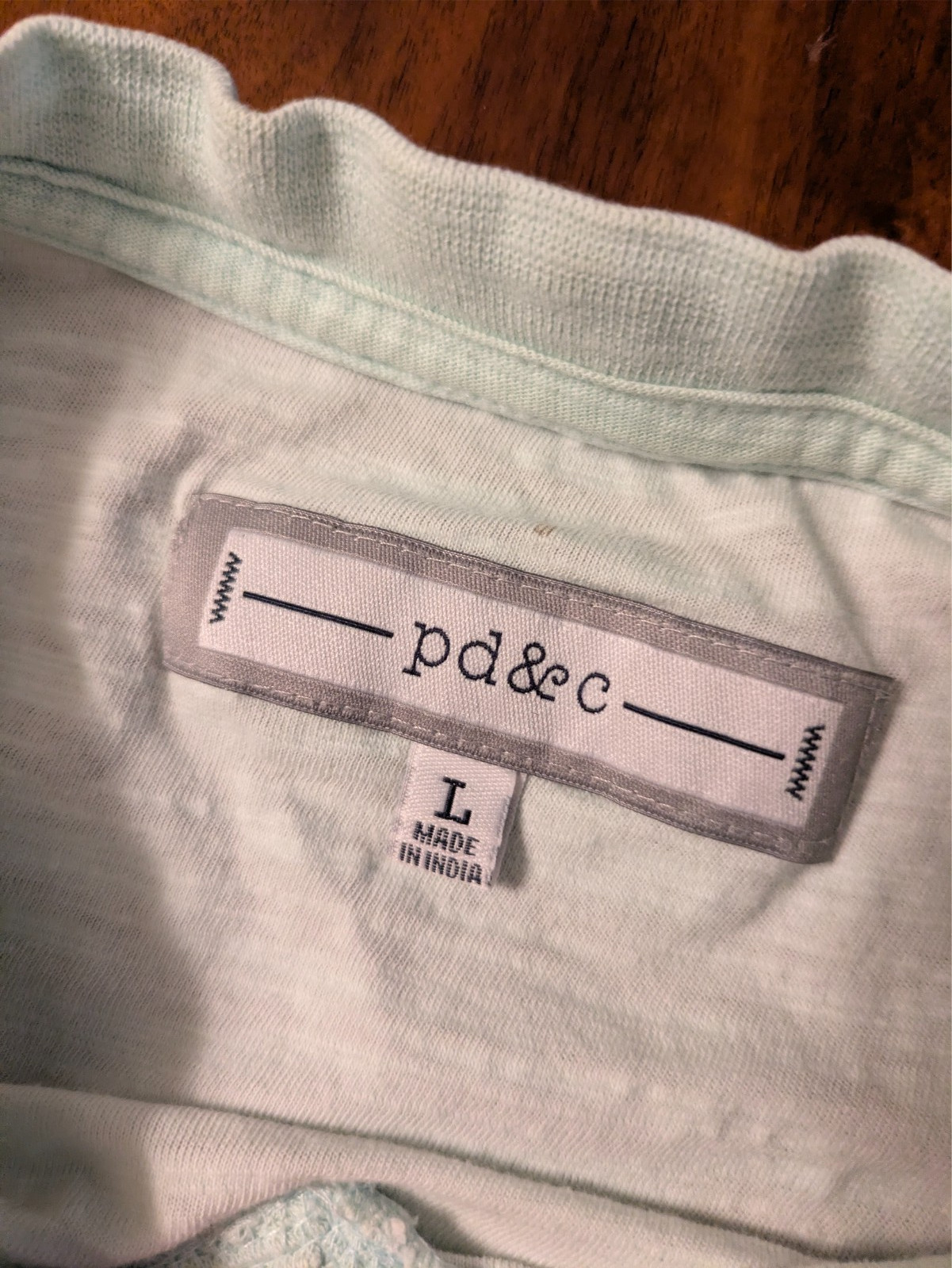 MEN'S TSHIRT: PD&C Mint Green V Neck Thin Cool Textured Linen-Look Fit LARGE L gallery