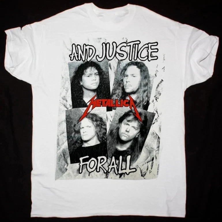 And Justice For All Inspired Fanmade Rock Style Graphic White T-Shirt HOT gallery