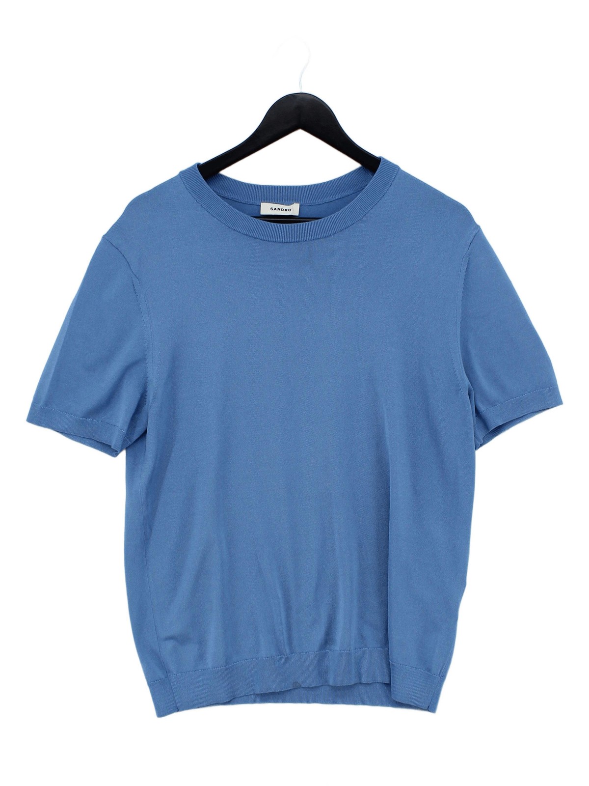 Sandro Men's T-Shirt M Blue Acetate with Polyamide, Elastane Basic gallery