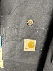 New- Carhartt Men’s Rugged Flex Long Sleeve Work Shirt Navy Sz med