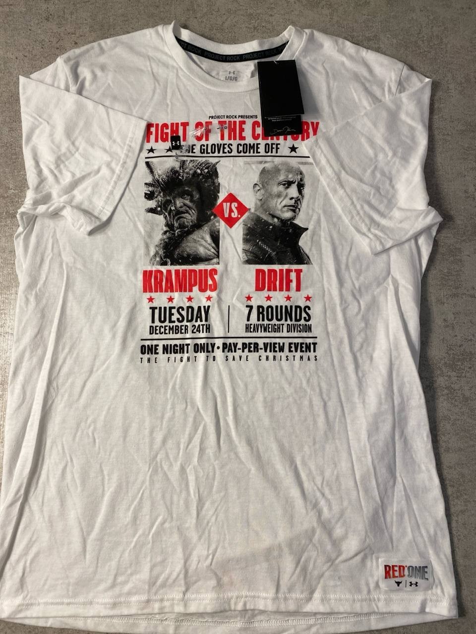Under Armour Project Rock Men’s Large White Fight Of The Century Graphic T-Shirt
