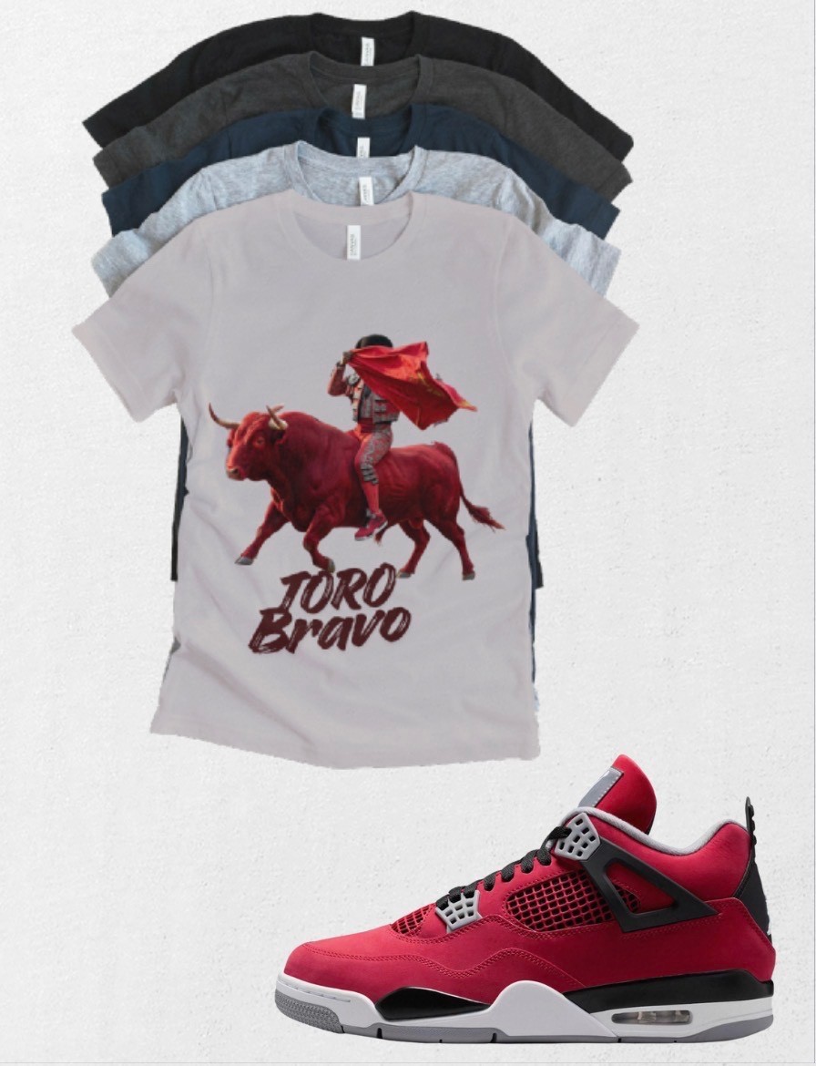 Custom Printed Shirt to Match Jordan 4 Toro Bravo Bull Sneaker sneakerhead gallery