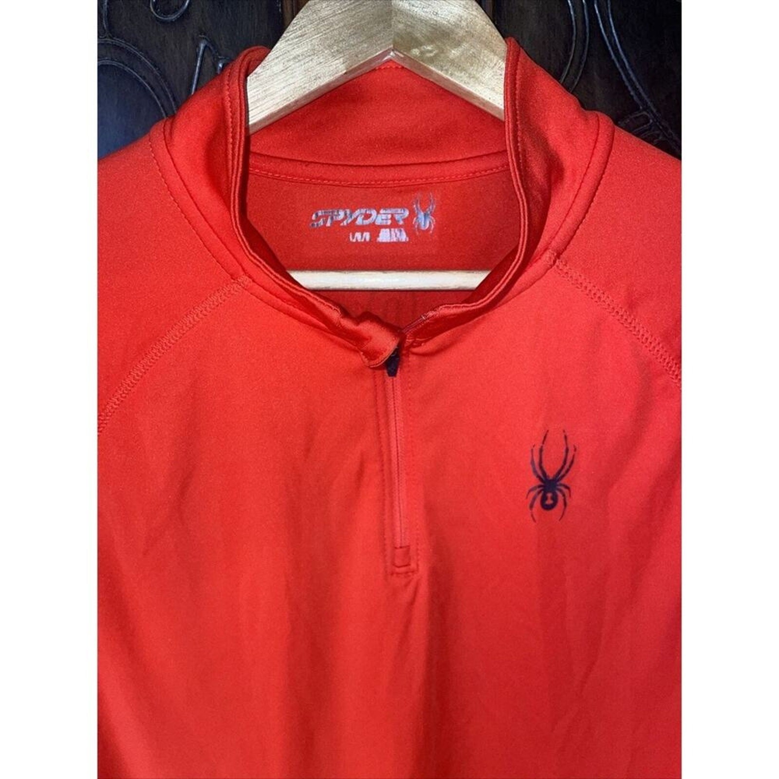 Spyder Men's Orange 1/4 Zip Long Sleeve LIght weight Athletic Top / Shirt Size L gallery