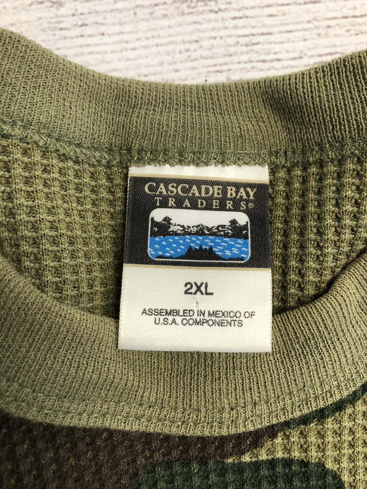 Cascade Bay Traders Shirt Mens 2XL Green Camo Thermal Waffle Knit Long Sleeve gallery