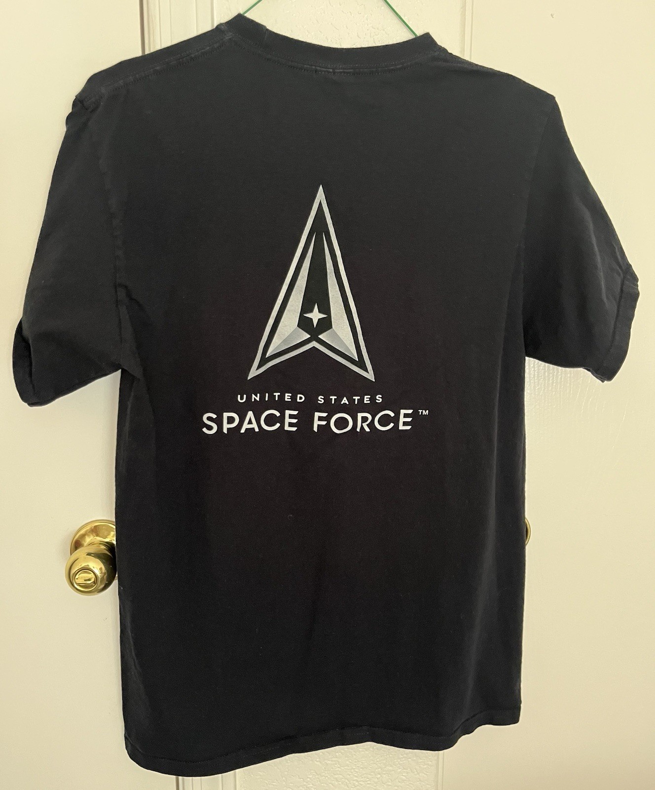 US Air Force Space Force T-shirt Men’s Medium Black W/ Grey Chevron Logo gallery