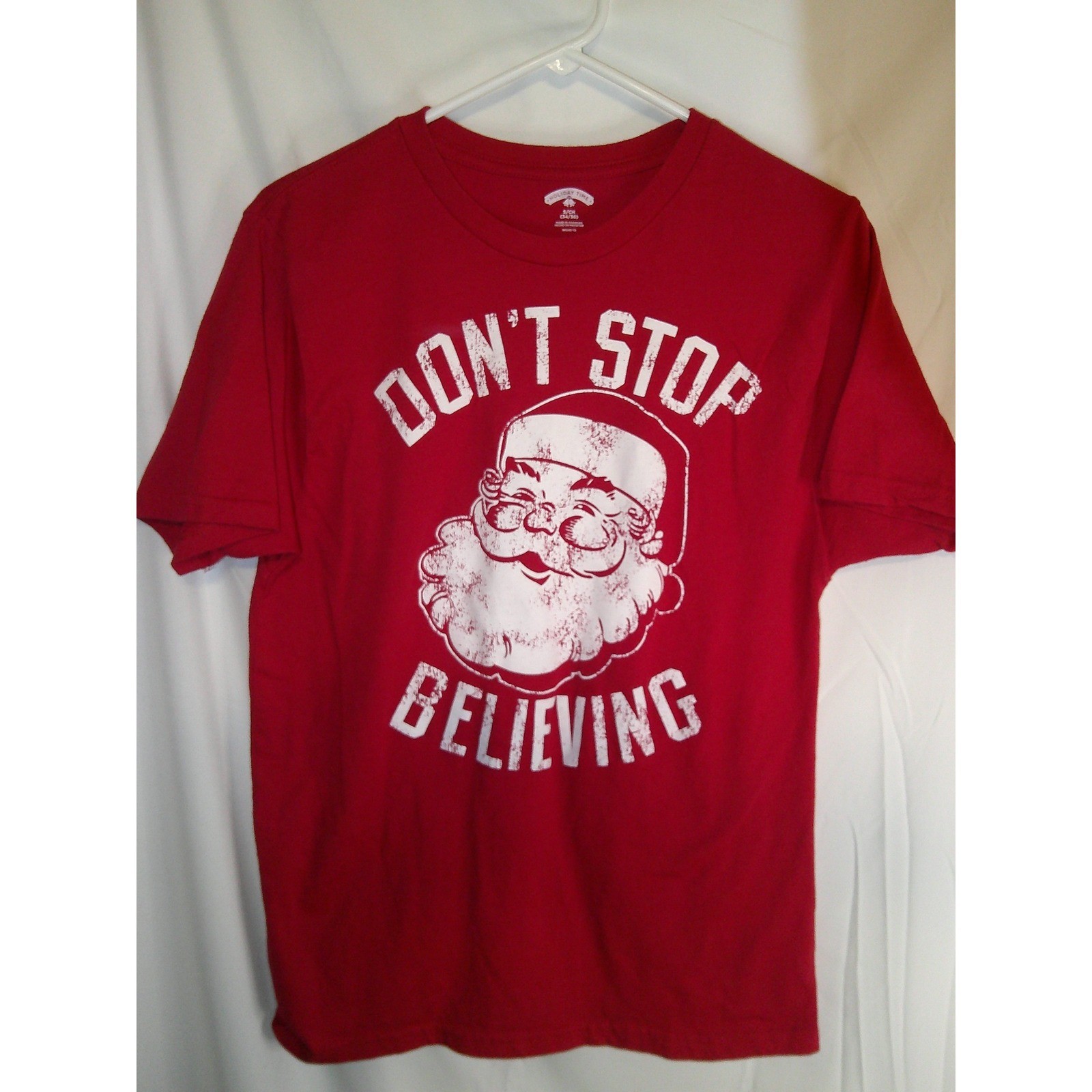 Holiday Time Santa Graphic T-Shirt Christmas Holiday Tee Mens Size S