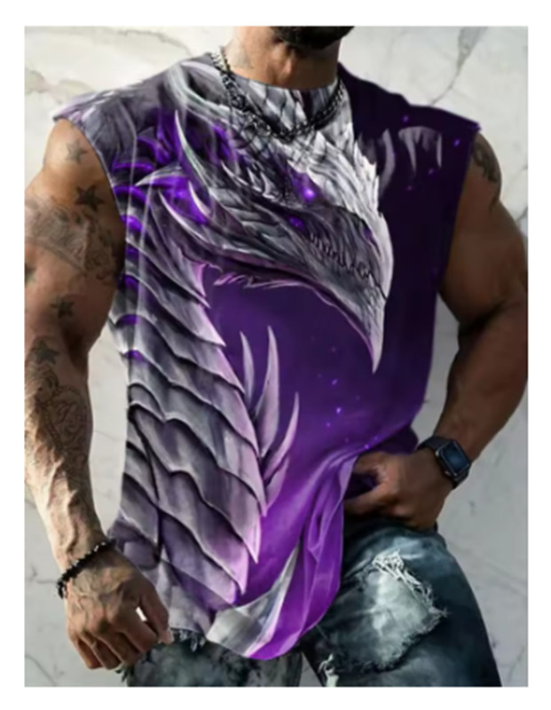 Purple Mythical Fantasy Dragon Men’s Tank Top Shirt in Medium Size