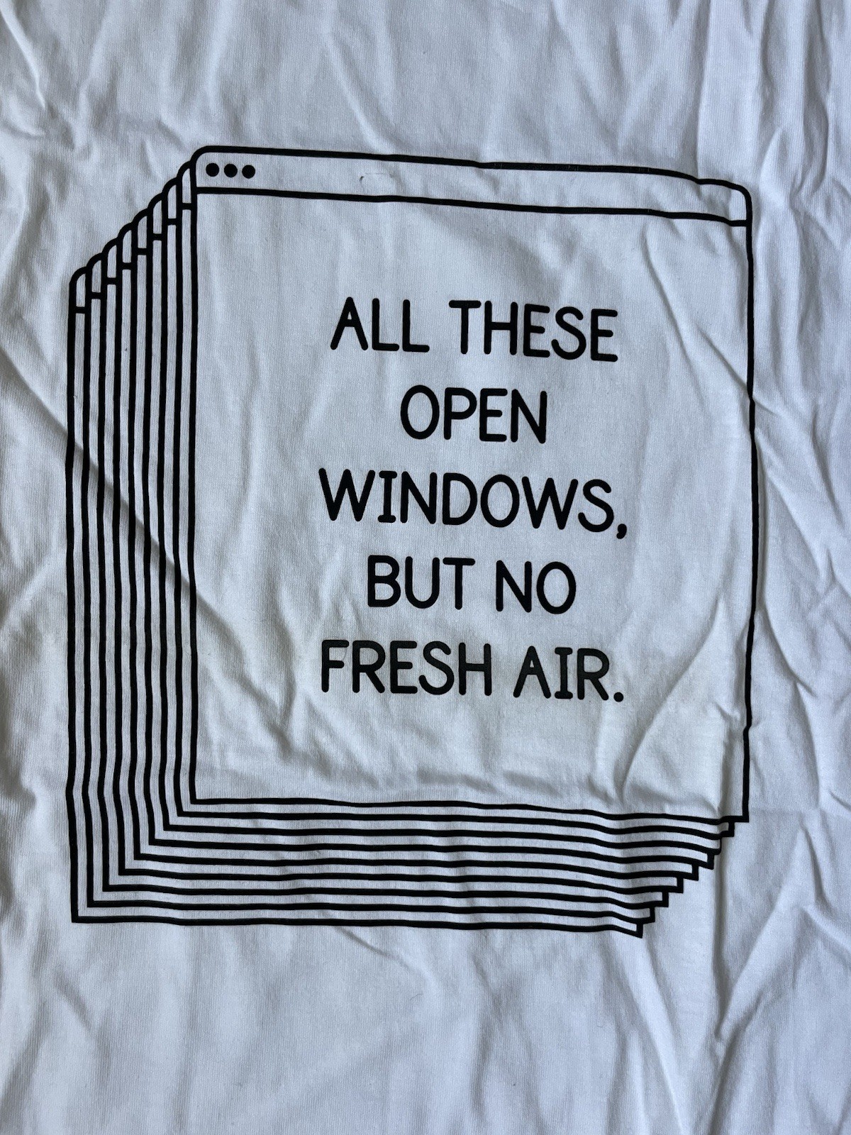 Fuckjerry ‘Windows Tee’ (All These Open Windows But No Fresh Air) T-Shirt Large gallery