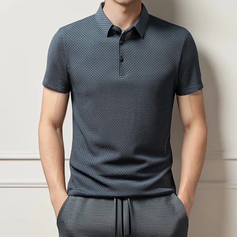 New Summer Mesh Ice Silk Short-sleeved T-shirt Men's Ice Silk Short Sleeve Shirt gallery