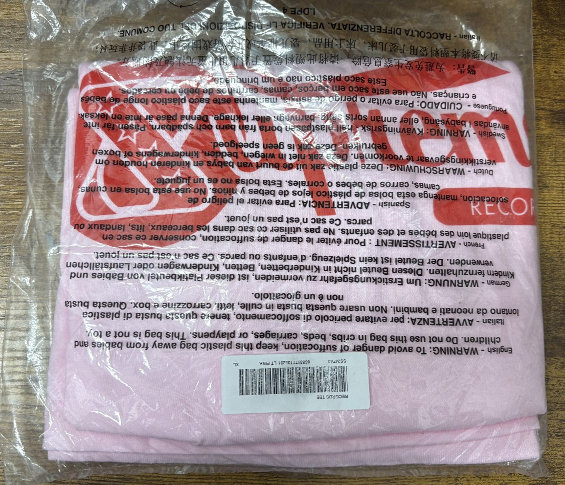 NWT Supreme Records Pink & Red Streetwear T Shirt Size XL #SS24T40