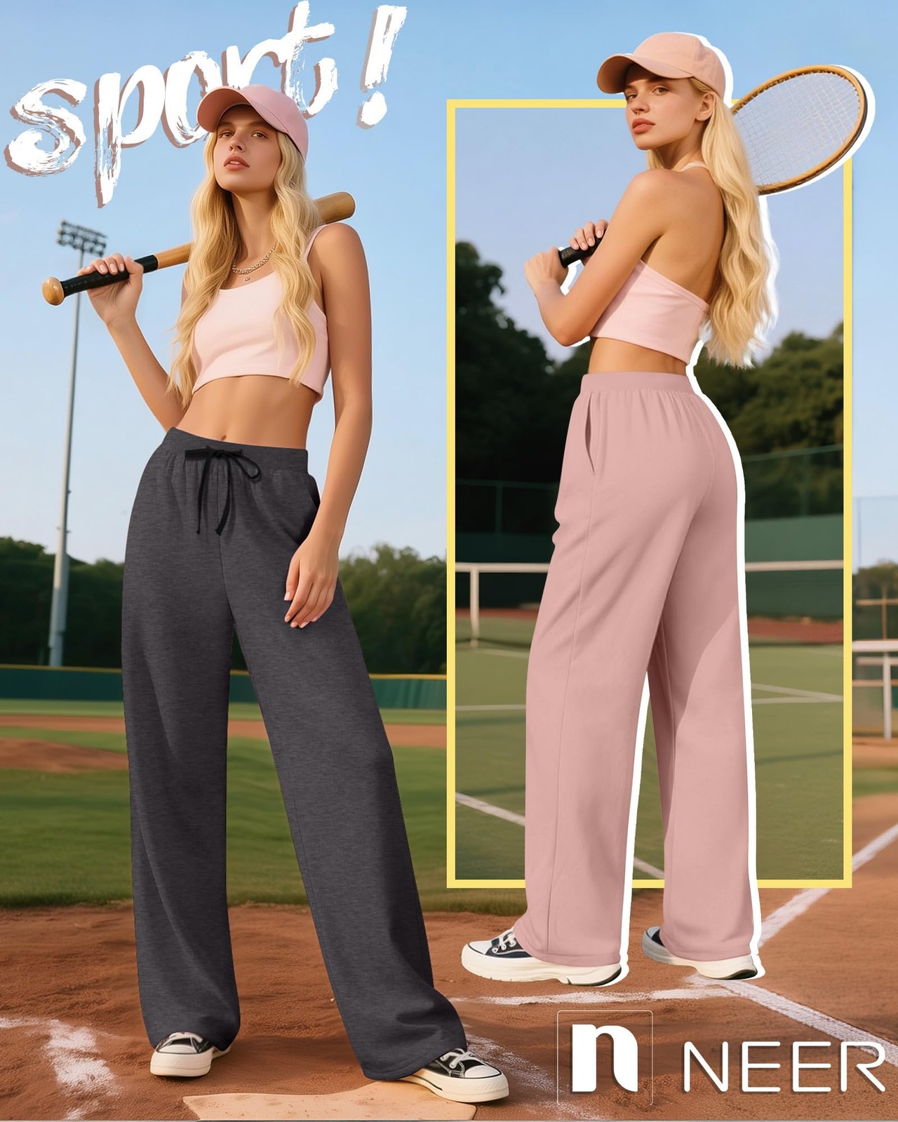 3 Pack Women's Yoga Sweatpants Wide Leg Drawstring Baggy Pants Casual Loose W... gallery