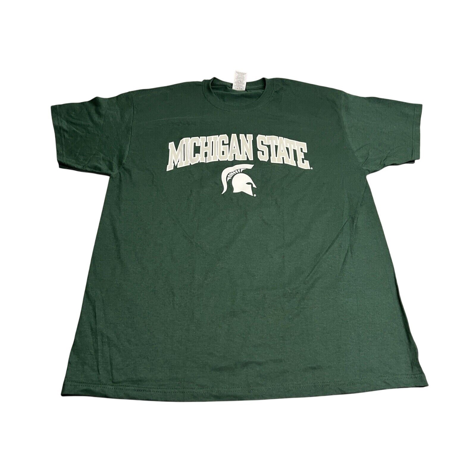 MSU Michigan State University Spartans T-shirt Spellout Logo Green Mens Size XL