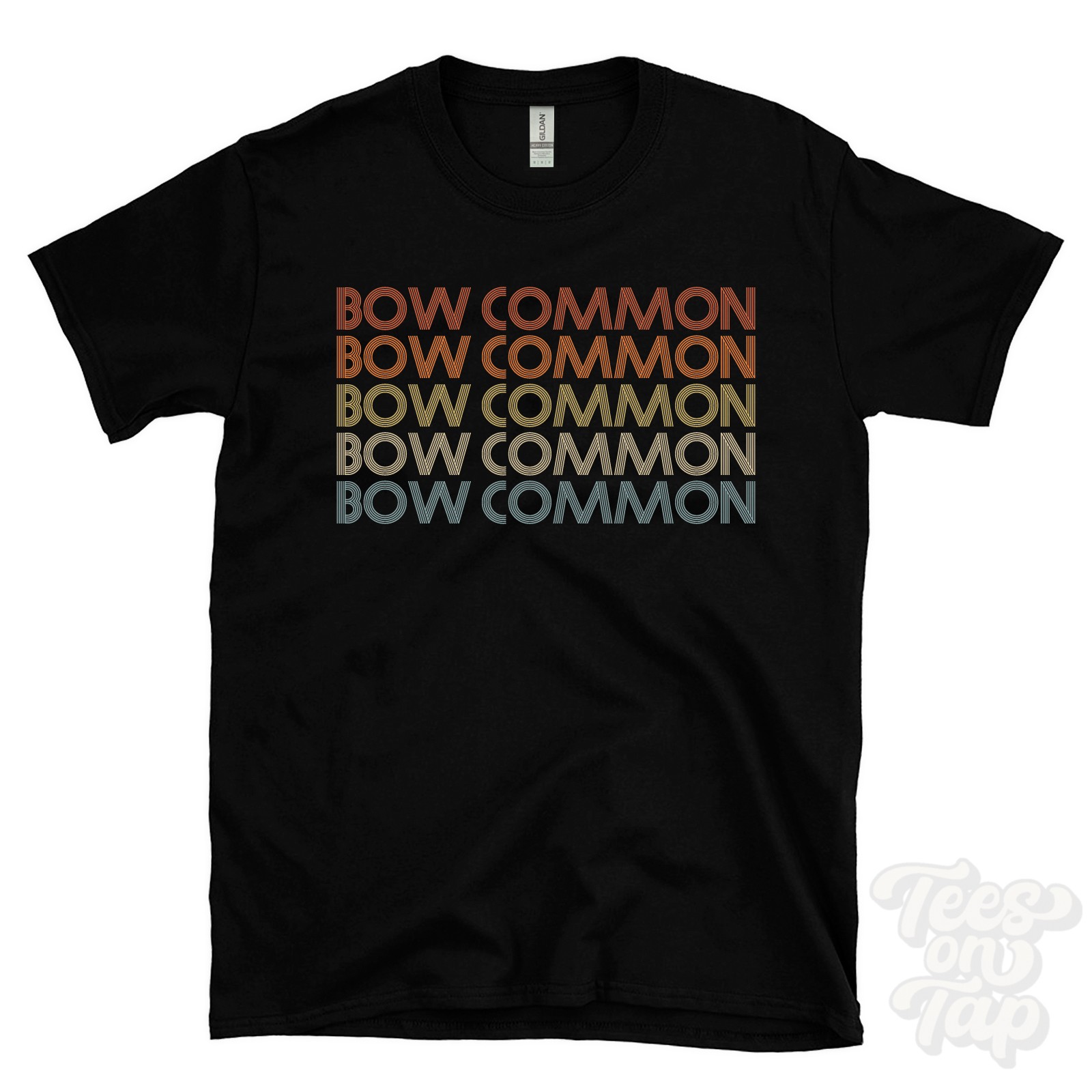 BOW COMMON REPEATED RETRO STYLE T-SHIRT mens & womens uk place name gift gallery