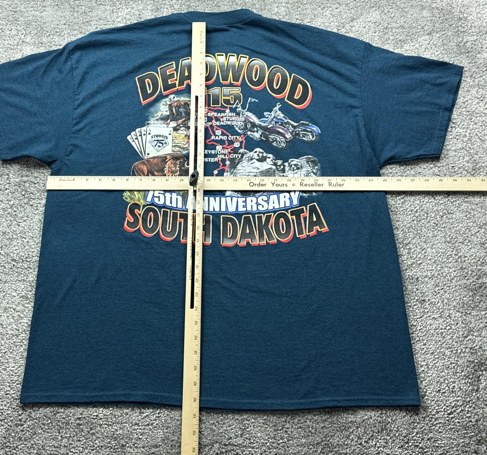 Deadwood Shirt Mens 2XL Blue 75th Anniversary South Dakota Graphic Tee gallery