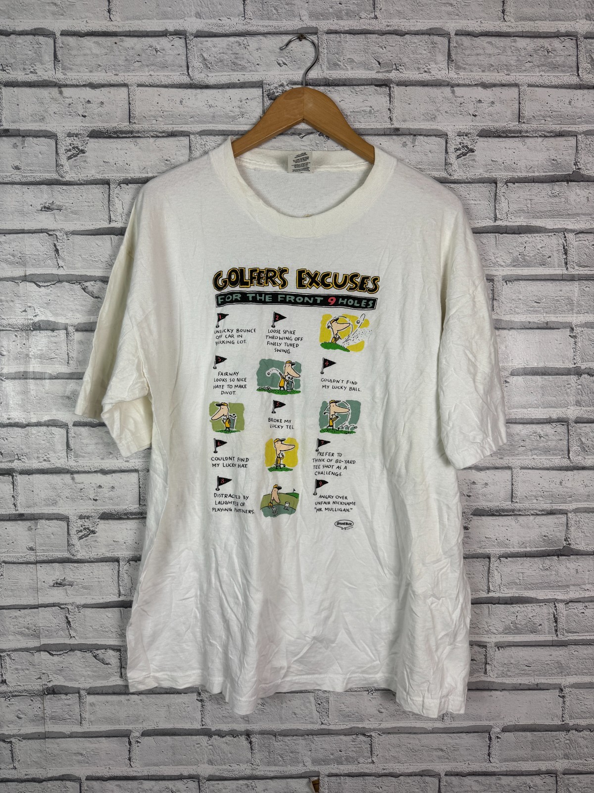 Vintage Silver Mountain Sportswear TShirt White Mens XL Golf Cartoon Funny 90s