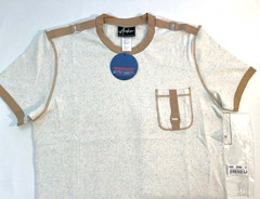 Andrew Christian Size L Glampground Trail T-Shirt – White Heather/Tan