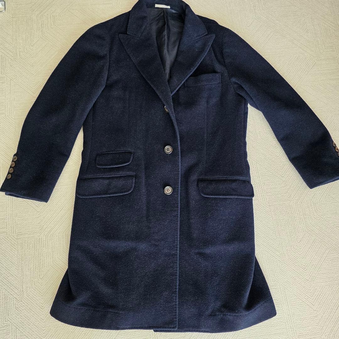 Brunello Cucinelli Wool Cashmere Navy Chester Coat 48 from japan gallery