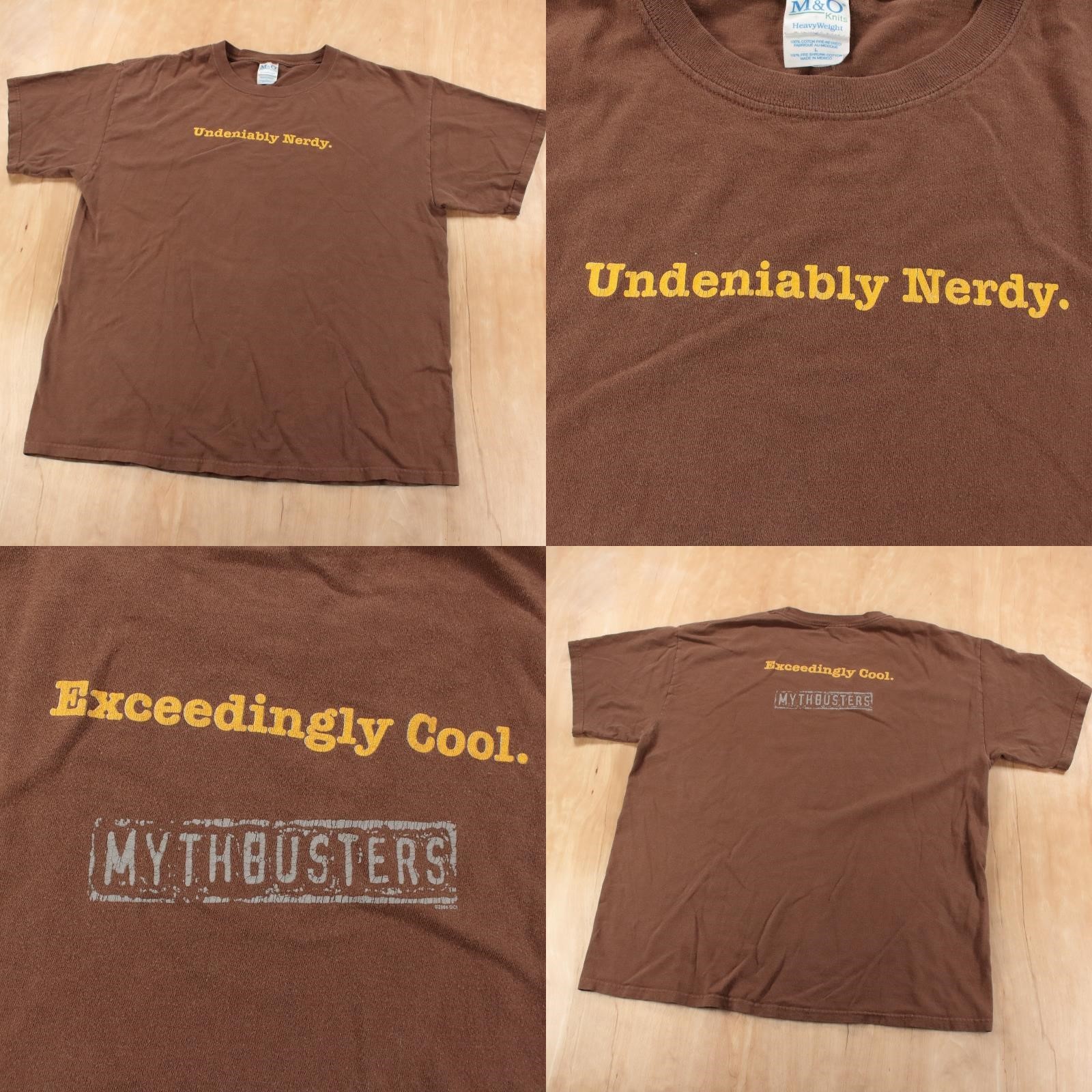 vtg y2k Discovery Channel Mythbusters t-shirt LARGE tag vtg y2k nerd tv show