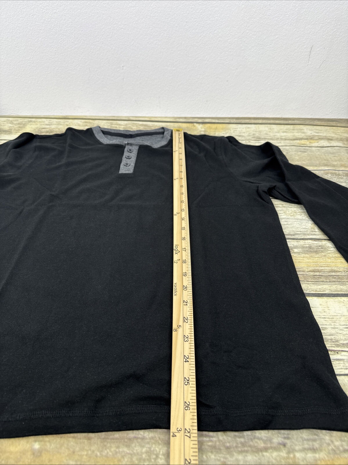 Cuddl Duds Mens Double Jersey Henley Shirt Mens Size L Black Long Sleeve QVC gallery