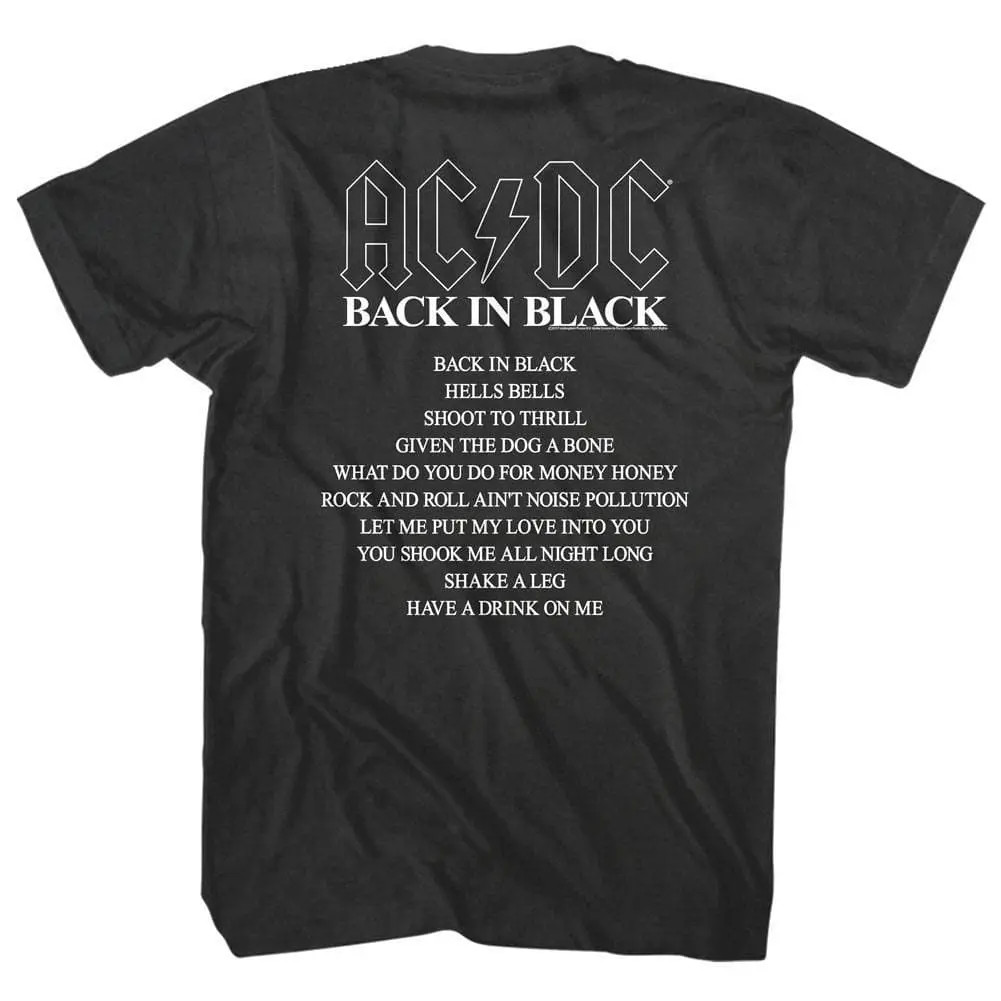 ACDC Back in Black Album Cover Men's T Shirt Rock Band Vintage Tour Music Merch gallery