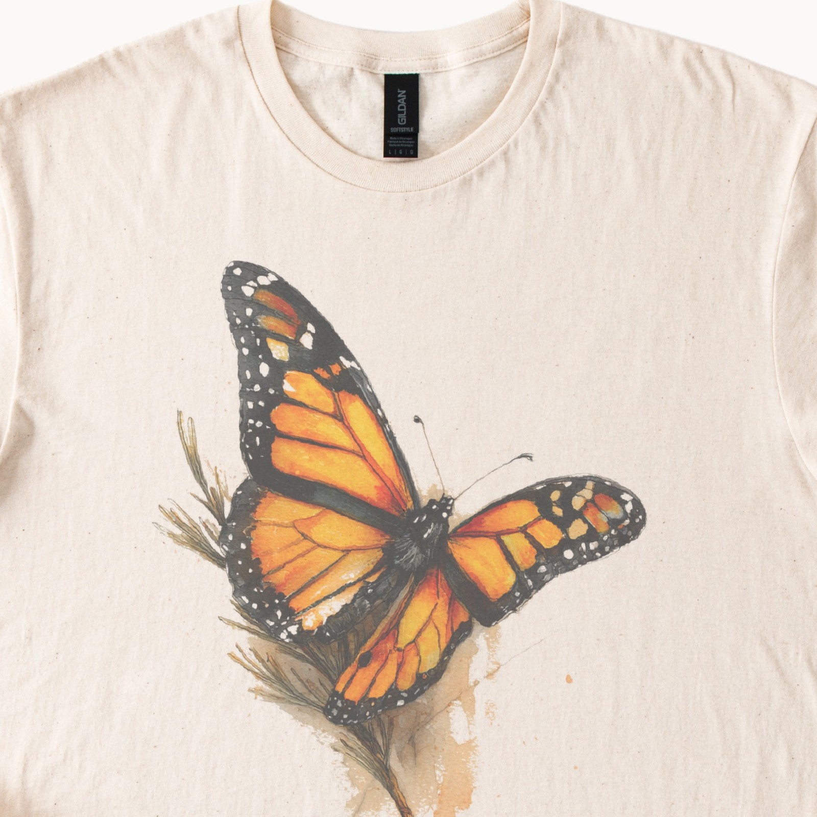 Monarch Butterfly Graphic Tee Orange Black Nature Art Print gallery