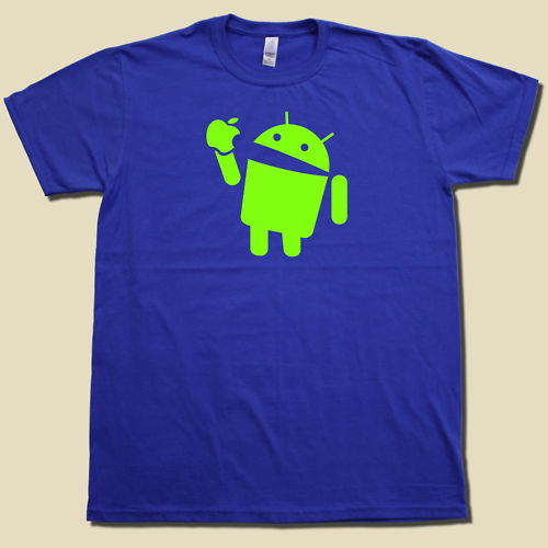 Android Eats Apple Super Soft Cotton T-Shirt FUNNY & Nerdy computer geek TSHIRT! gallery