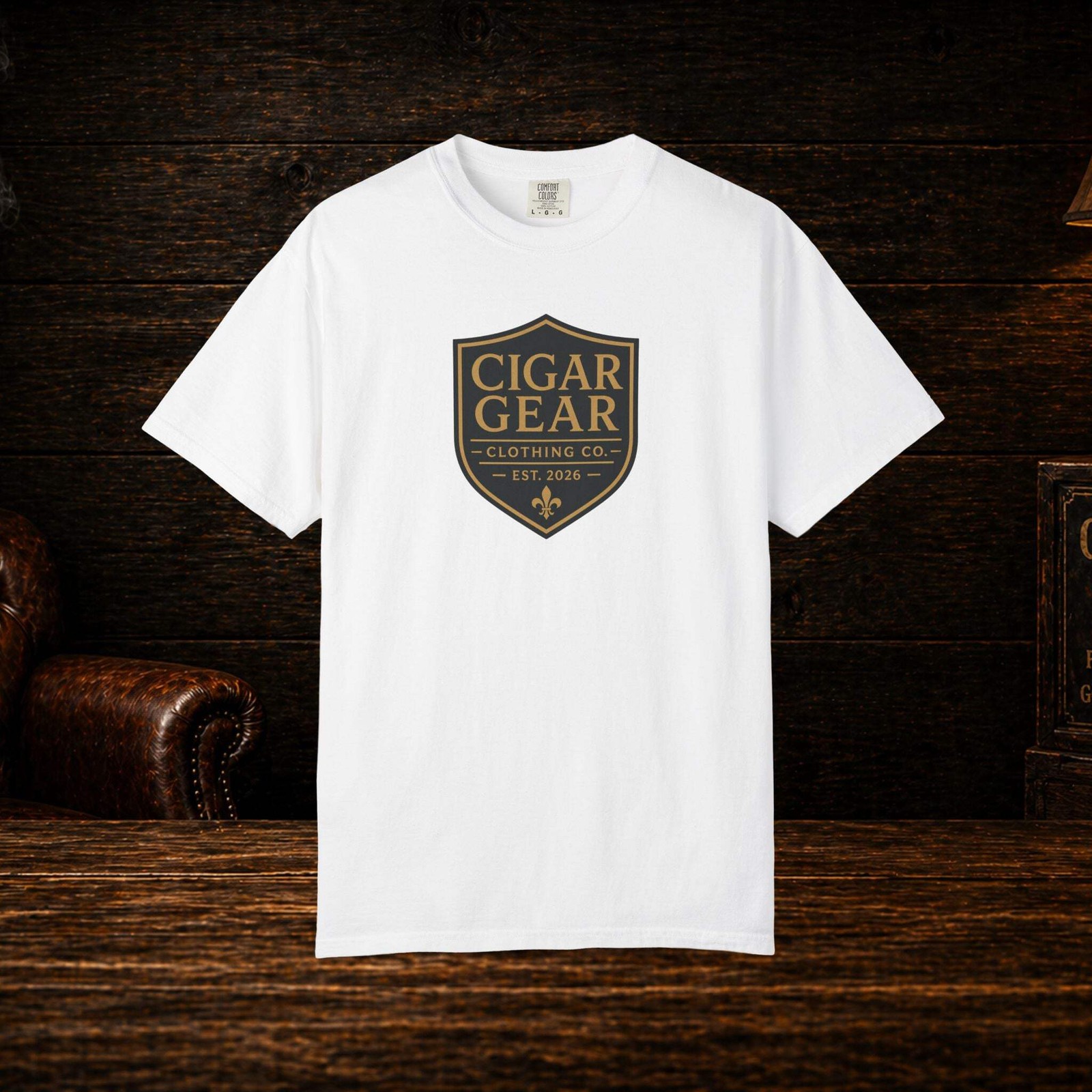 Cigar Gear Shield Logo T Shirt Men's Graphic Tee Smoking Lounge Apparel gallery