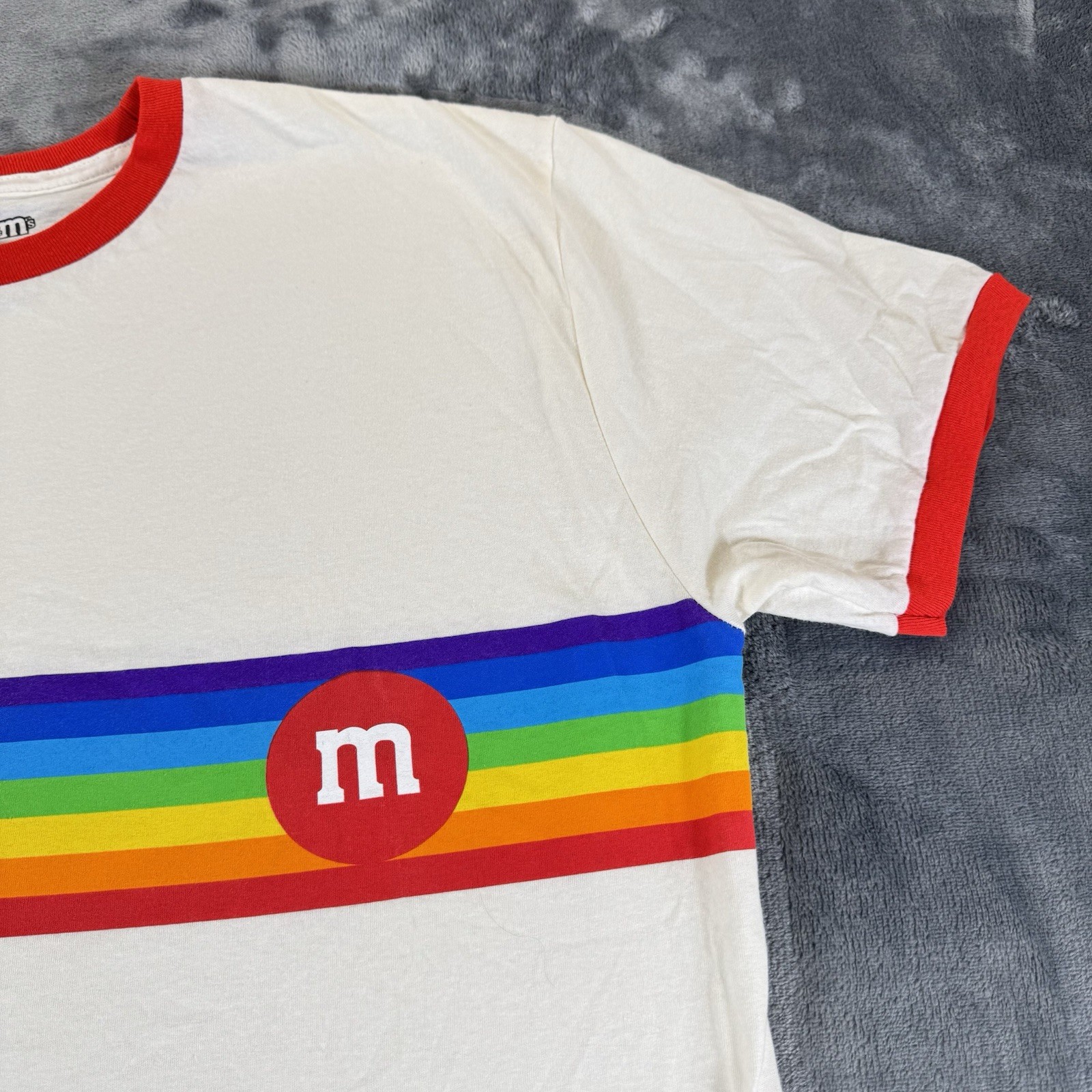 M&Ms Sz L Mars Candy Ringer T-shirt Pride Month Rainbow Retro Style Colorful gallery