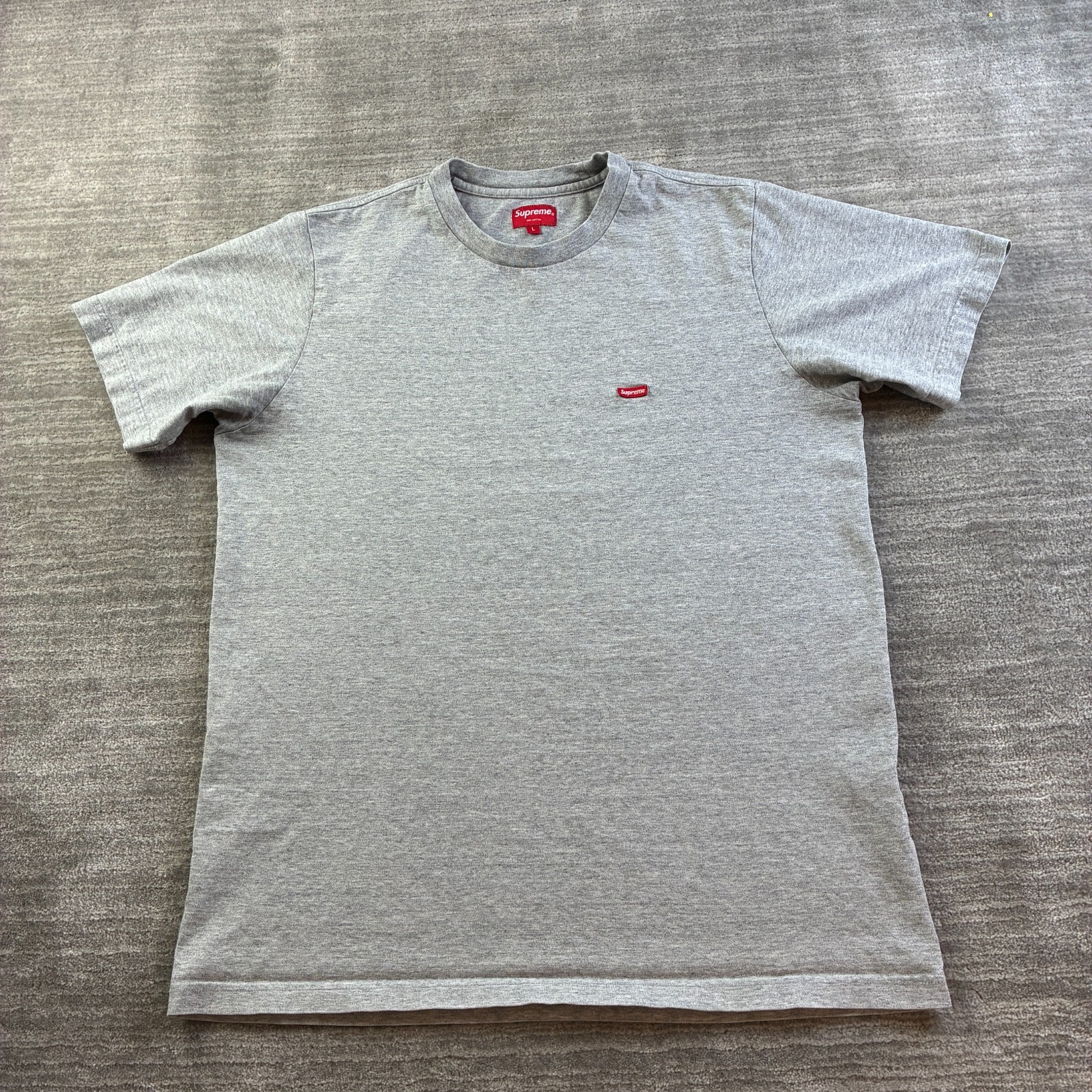 Supreme Shirt Mens Size Large Heather Gray Small Box Logo Cotton USA Made Tee gallery