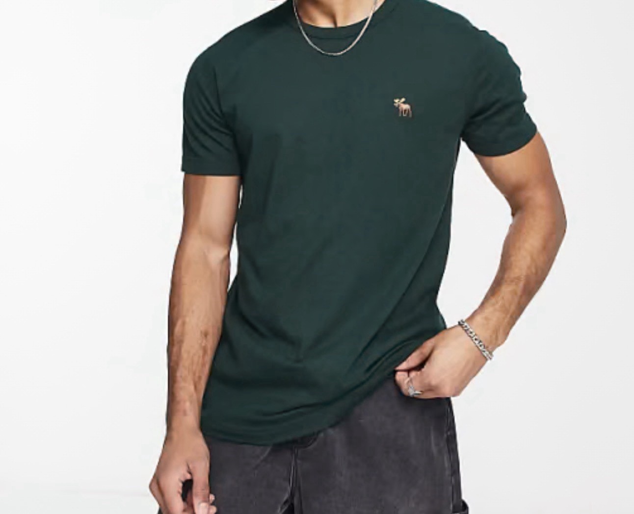Abercrombie & Fitch Soft A&F Tee Shirt Mens Large Short Sleeve Green Embroidered gallery