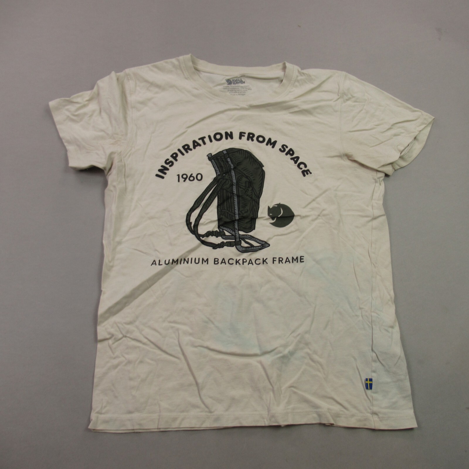 Fjall Raven Shirt Mens Small Short Sleeve Crew Neck Outdoors Lightweight Ivory gallery