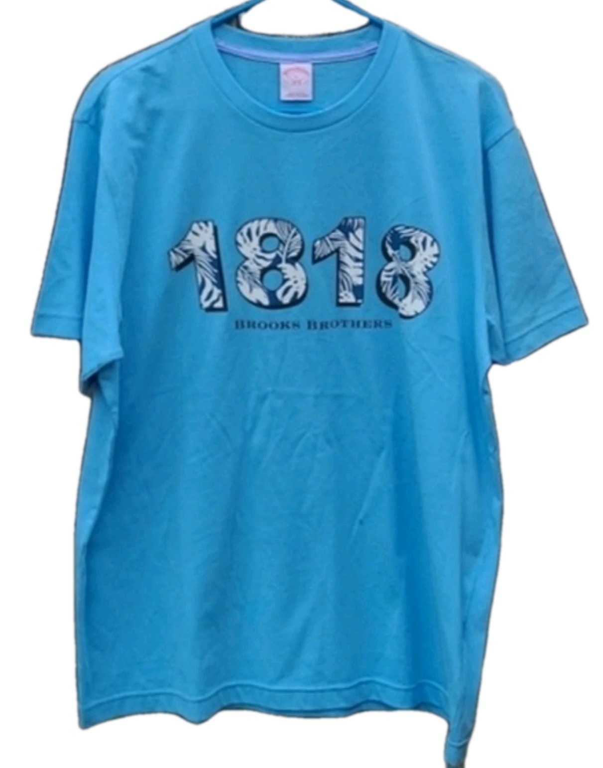 Brooks Brothers Tee Light Blue with Tropical Pattern New Without Tags Large