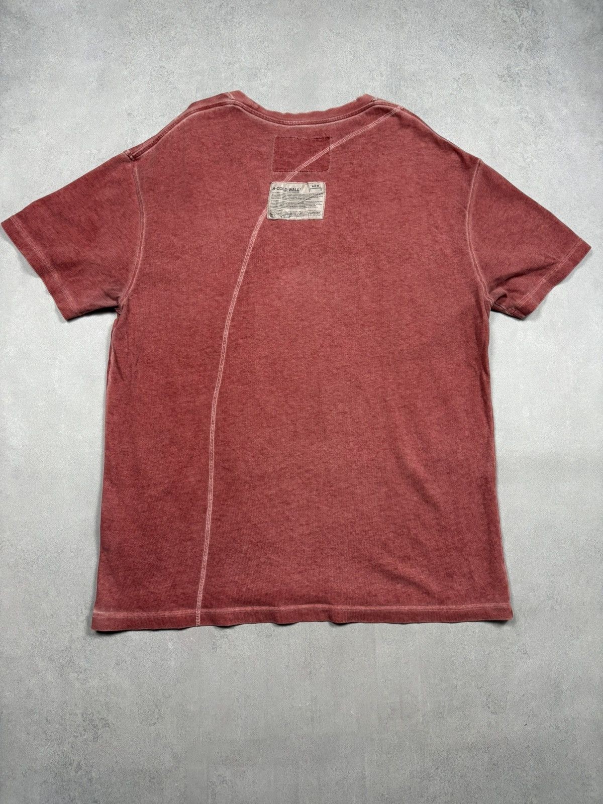 A-Cold-Wall Distressed Washed Red Asymmetric Seam T Shirt Mens L Streetwear gallery