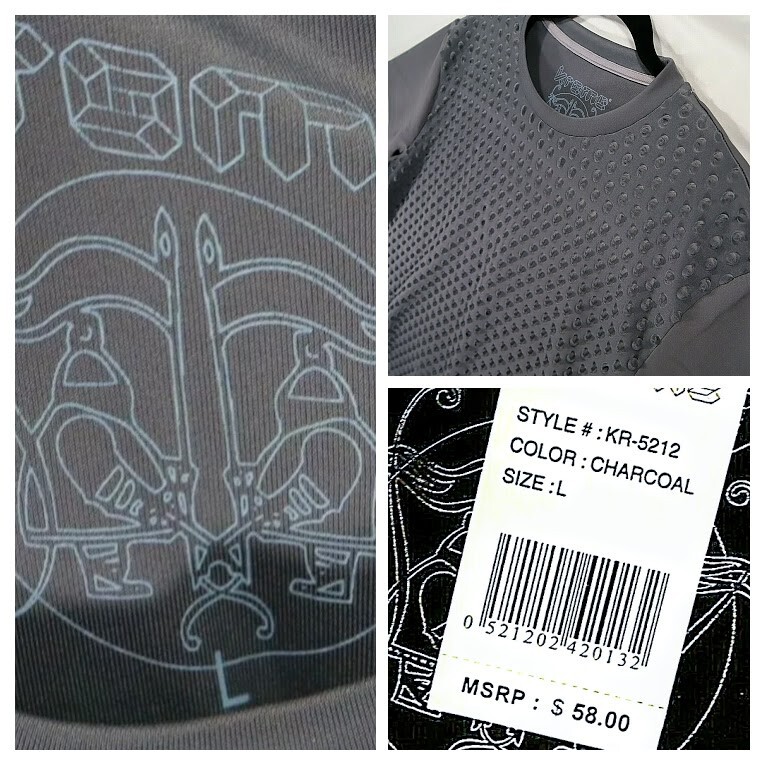 Krome L Mens T Shirt Charcoal Grey Textured Polyester Stretch Rare Textured NWT gallery