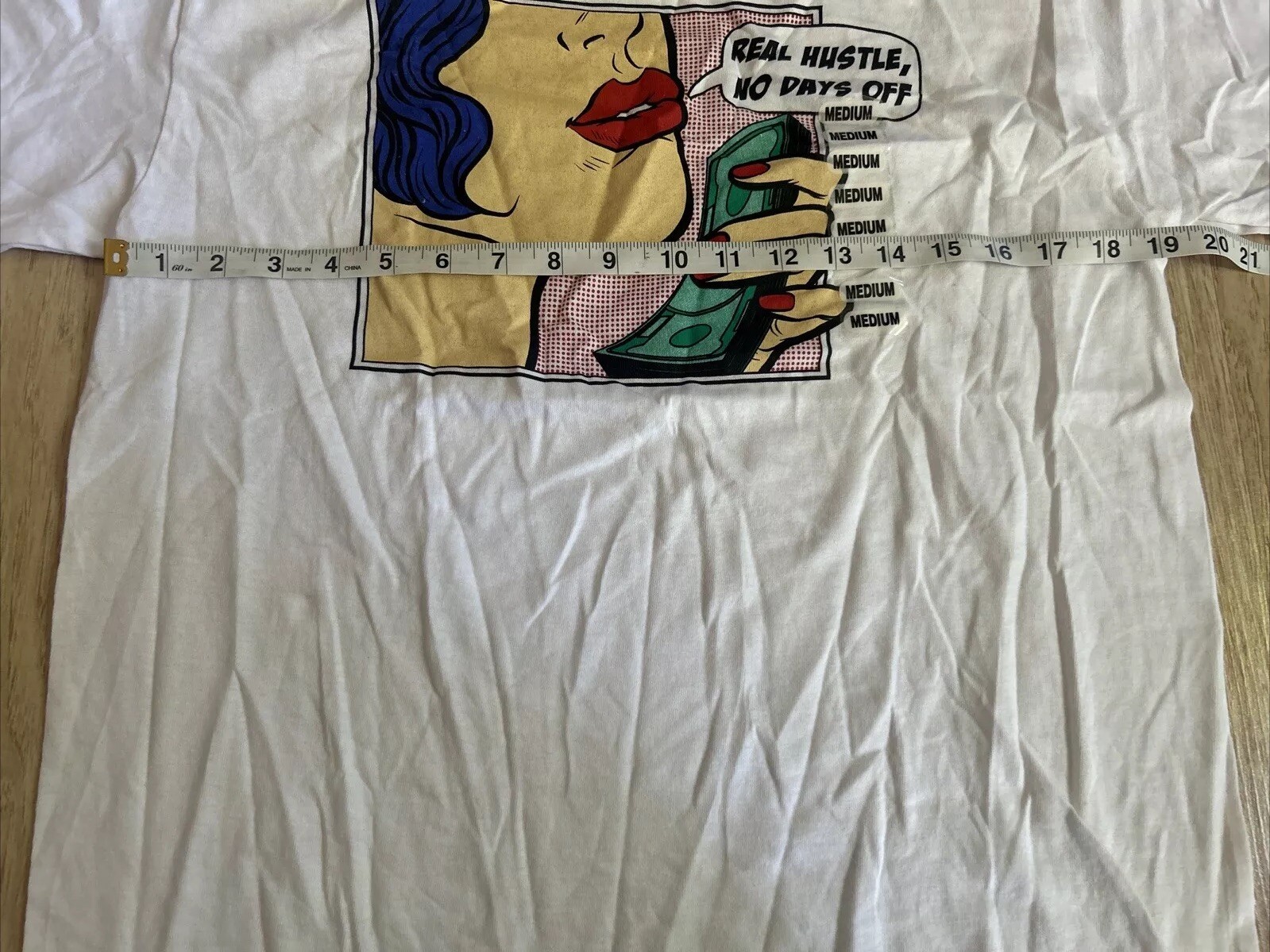 Lichtenstein Style “Real Hustle, No Days Off”Graphic T Medium Comic Graphic New gallery