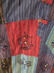 SHOPOHOLIC Patchwork Colorful Cotton Shirt XXL hand painted hippie inspired mens